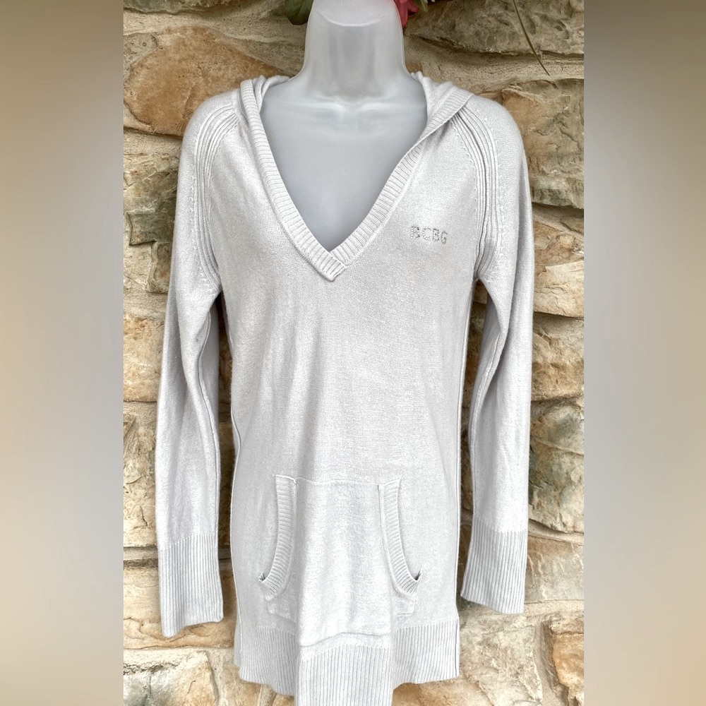 Women’s medium long tan hooded sweater